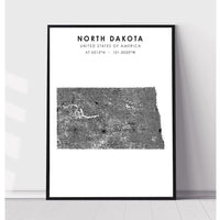 North Dakota, United States Scandinavian Style Map Print 