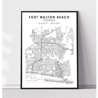 Fort Walton Beach, Florida Scandinavian Map Print 