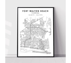 Fort Walton Beach, Florida Scandinavian Map Print 