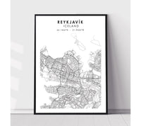 
              Reykjavík, Iceland Scandinavian Style Map Print 
            