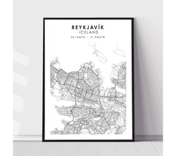 Reykjavík, Iceland Scandinavian Style Map Print 