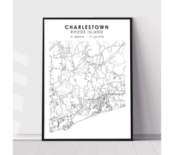 Charlestown, Rhode Island Scandinavian Map Print 