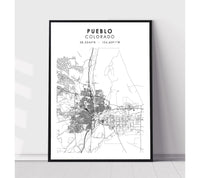 
              Pueblo, Colorado Scandinavian Map Print 
            
