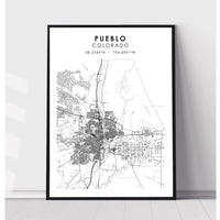 Pueblo, Colorado Scandinavian Map Print 