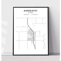 Abernathy, Texas Scandinavian Map Print 