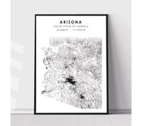 
              Arizona, United States Scandinavian Style Map Print 
            