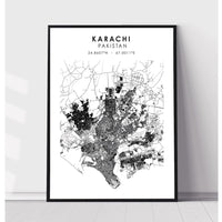 Karachi, Pakistan Scandinavian Style Map Print 