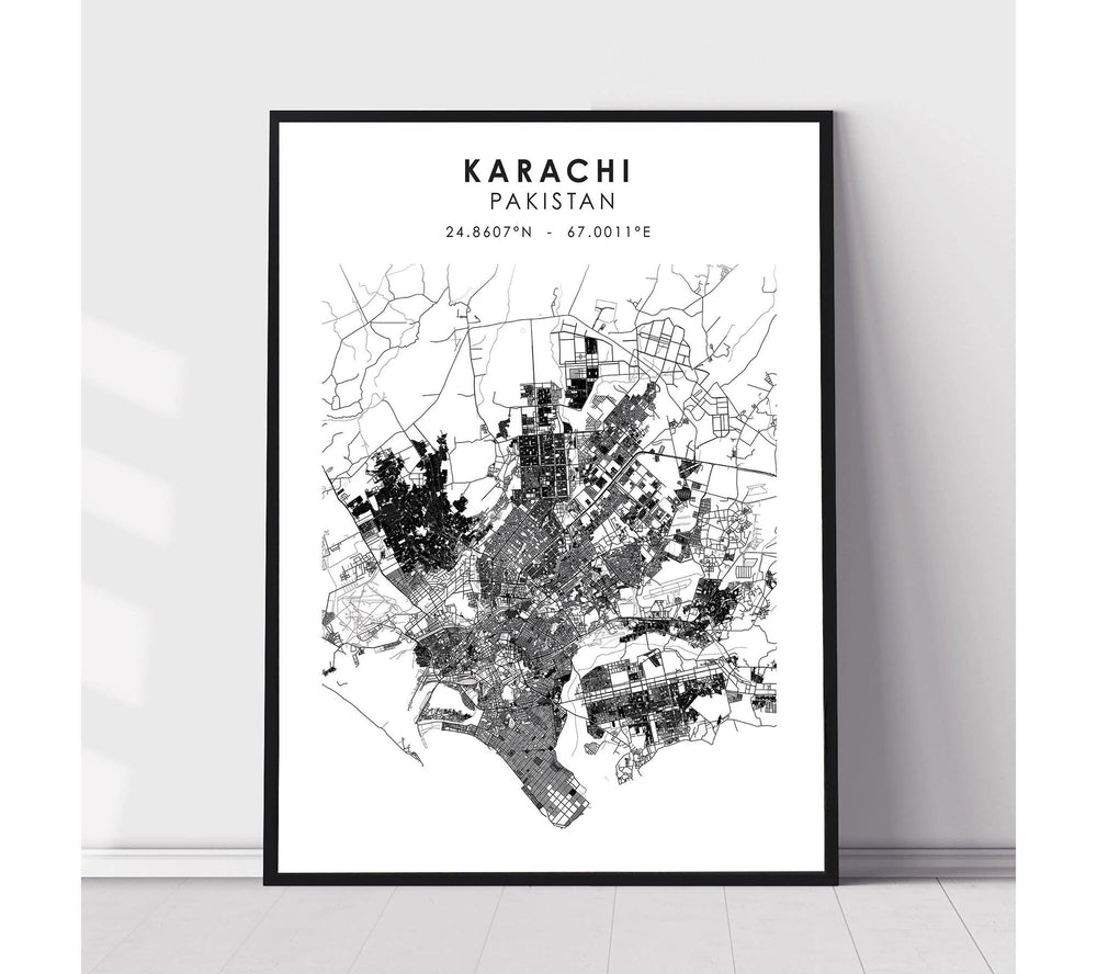 Karachi, Pakistan Scandinavian Style Map Print 