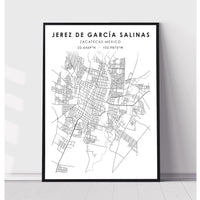 Jerez de García Salinas, Zacatecas, Mexico Scandinavian Style Map Print 