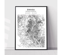 
              Dhaka, Bangladesh Scandinavian Style Map Print 
            