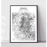 Dhaka, Bangladesh Scandinavian Style Map Print 