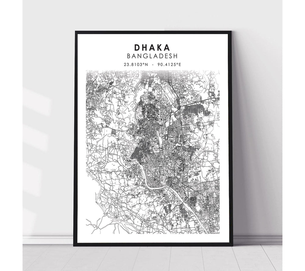 Dhaka, Bangladesh Scandinavian Style Map Print 