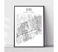 
              Ajax, Ontario Scandinavian Style Map Print 
            