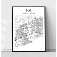 Ajax, Ontario Scandinavian Style Map Print 