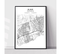 Ajax, Ontario Scandinavian Style Map Print 