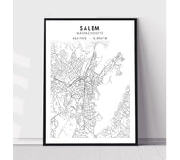
              Salem, Massachusetts Scandinavian Map Print 
            