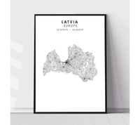 
              Latvia Scandinavian Style Map Print 
            