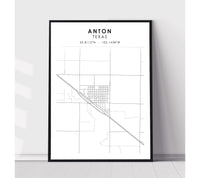 
              Anton, Texas Scandinavian Map Print 
            