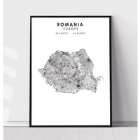 Romania Scandinavian Style Map Print 