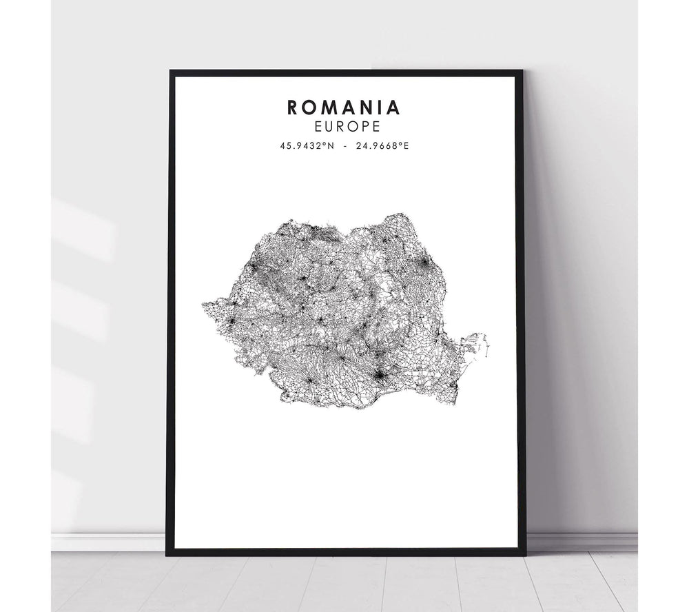 Romania Scandinavian Style Map Print 