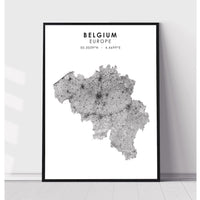 Belgium, Europe Scandinavian Style Map Print 