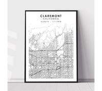 
              Claremont, California Scandinavian Map Print 
            