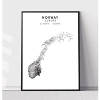 Norway Scandinavian Style Map Print 