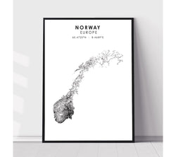 Norway Scandinavian Style Map Print 