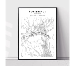 Horseheads, New York Scandinavian Map Print 