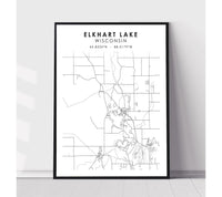 
              Elkhart Lake, Wisconsin Scandinavian Map Print 
            