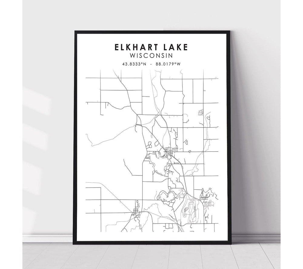 Elkhart Lake, Wisconsin Scandinavian Map Print 