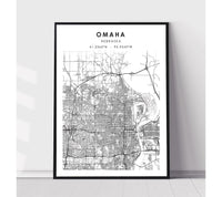 
              Omaha, Nebraska Scandinavian Map Print 
            