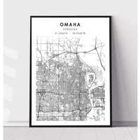 Omaha, Nebraska Scandinavian Map Print 