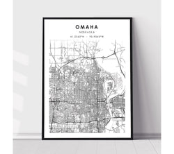 Omaha, Nebraska Scandinavian Map Print 