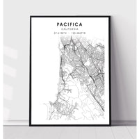 Pacifica, California Scandinavian Map Print 