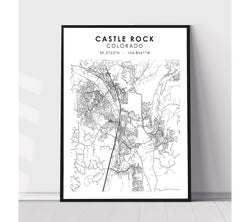 Castle Rock, Colorado Scandinavian Map Print 
