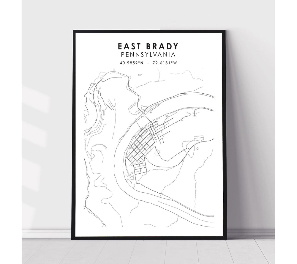 East Brady, Pennsylvania Scandinavian Map Print 