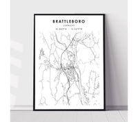 
              Brattleboro, Vermont Scandinavian Map Print 
            