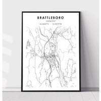 Brattleboro, Vermont Scandinavian Map Print 