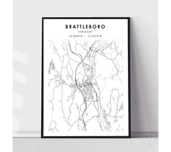 Brattleboro, Vermont Scandinavian Map Print 