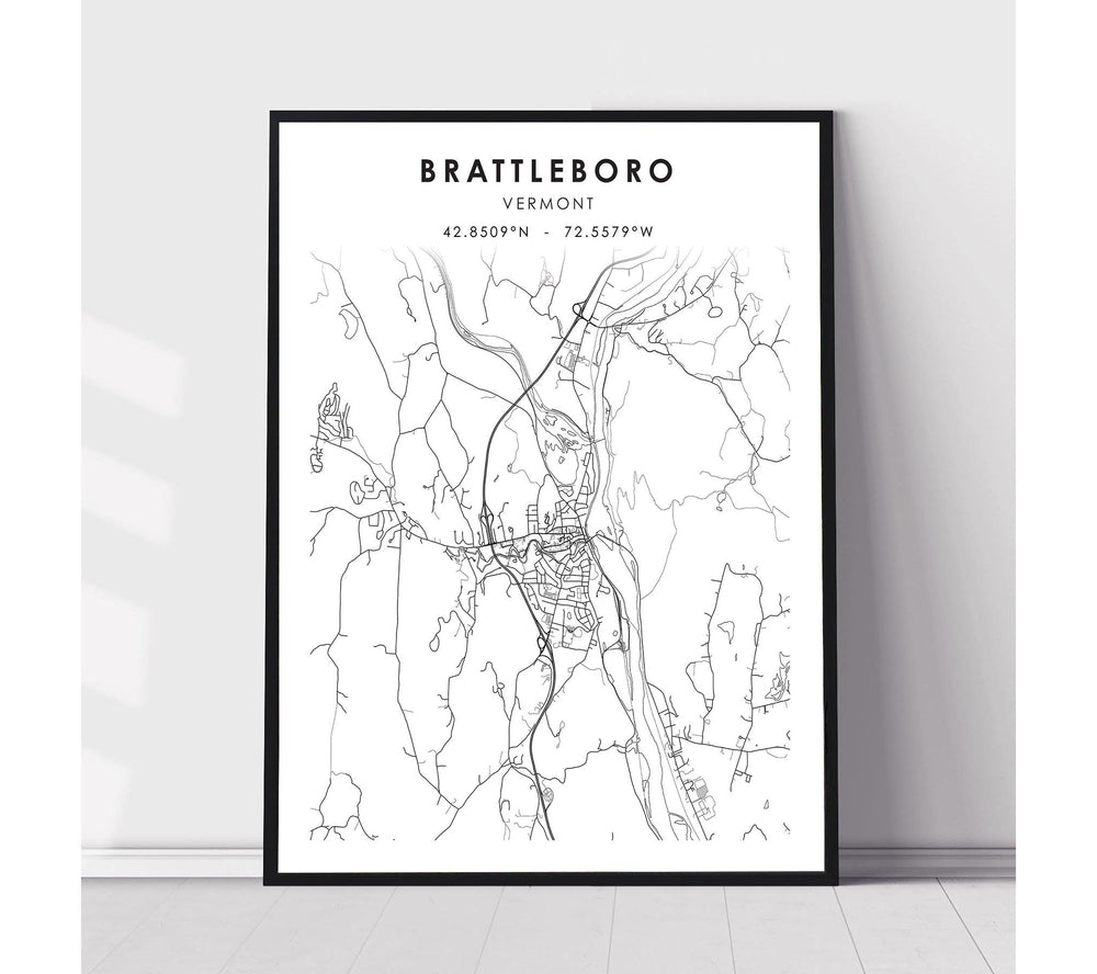 Brattleboro, Vermont Scandinavian Map Print 