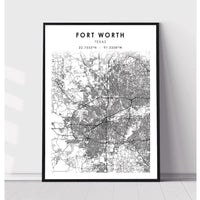 Fort Worth, Texas Scandinavian Map Print 