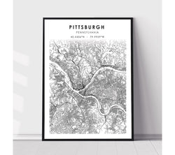 Pittsburgh, Pennsylvania Scandinavian Map Print 