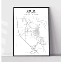 Chetek, Wisconsin Scandinavian Map Print 