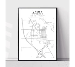 Chetek, Wisconsin Scandinavian Map Print 
