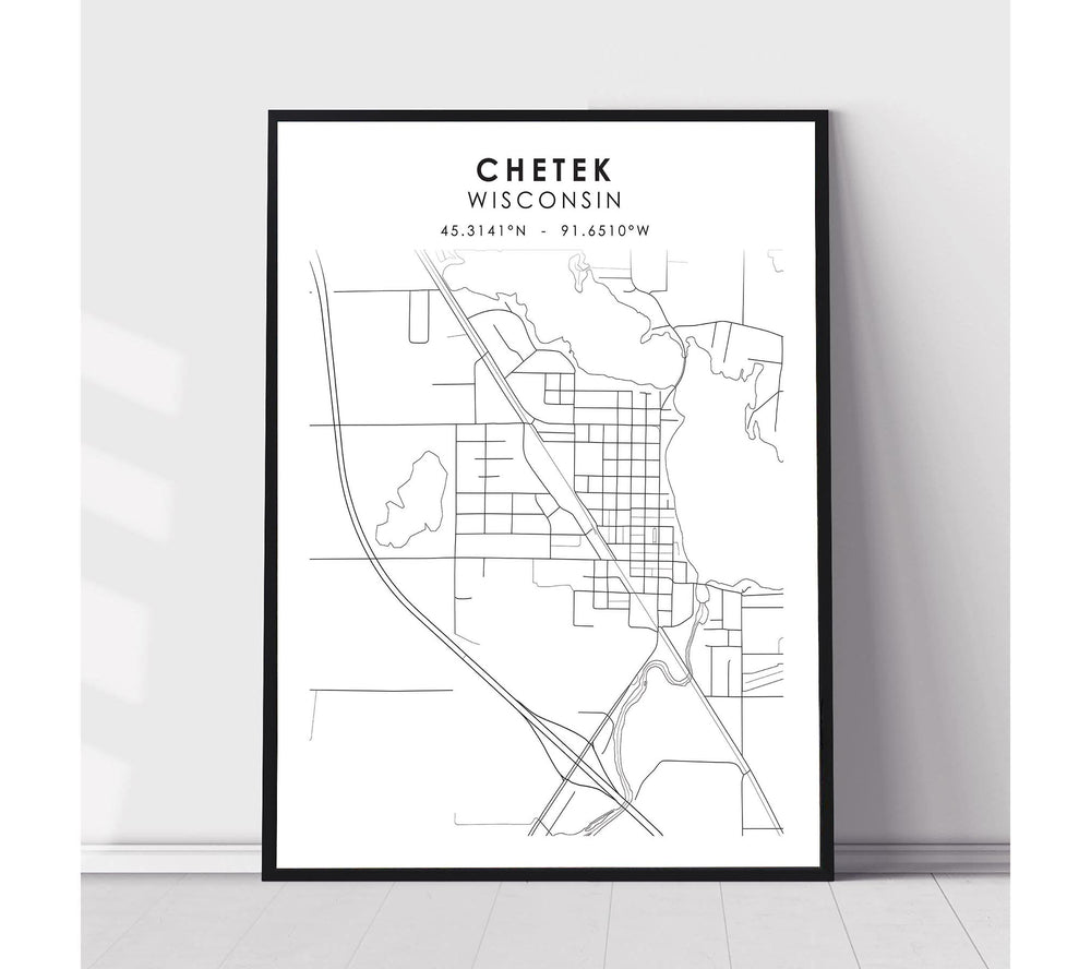 Chetek, Wisconsin Scandinavian Map Print 