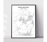 
              Bedlington, England Scandinavian Style Map Print 
            