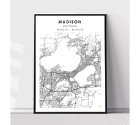 
              Madison, Wisconsin Scandinavian Map Print 
            