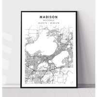 Madison, Wisconsin Scandinavian Map Print 