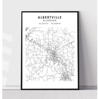 Albertville, Alabama Scandinavian Map Print 